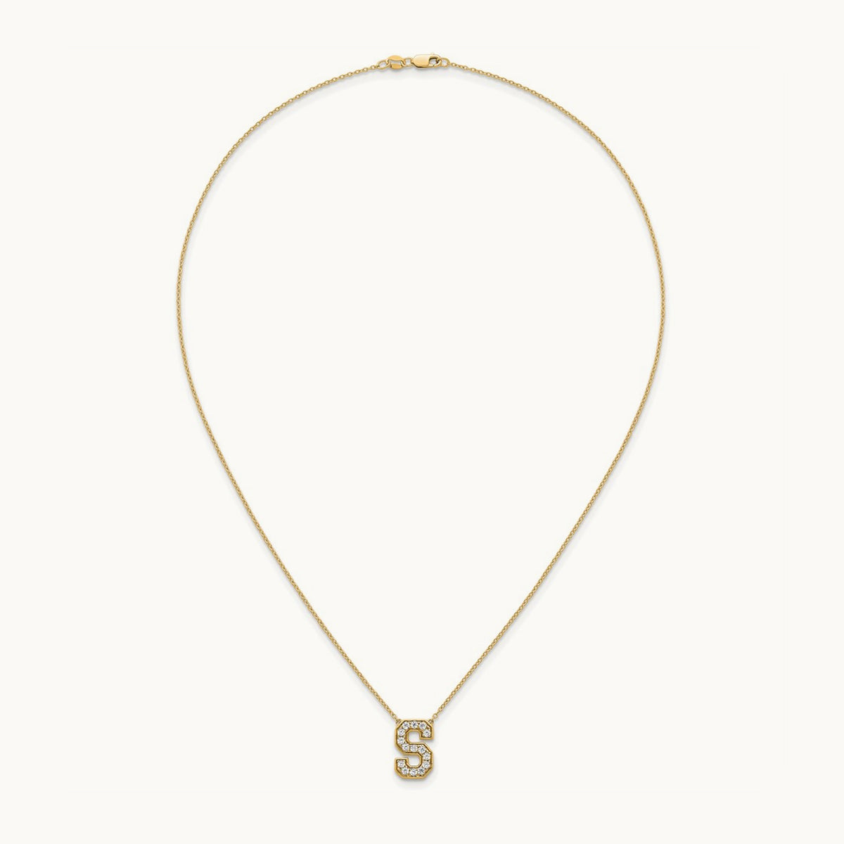 Initial Necklace — 14K Yellow Gold, S, 3/8 ct