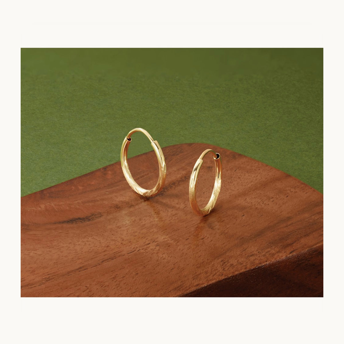 Satin Diamond-cut Endless Hoop Earrings — 14mm, 1.5mm