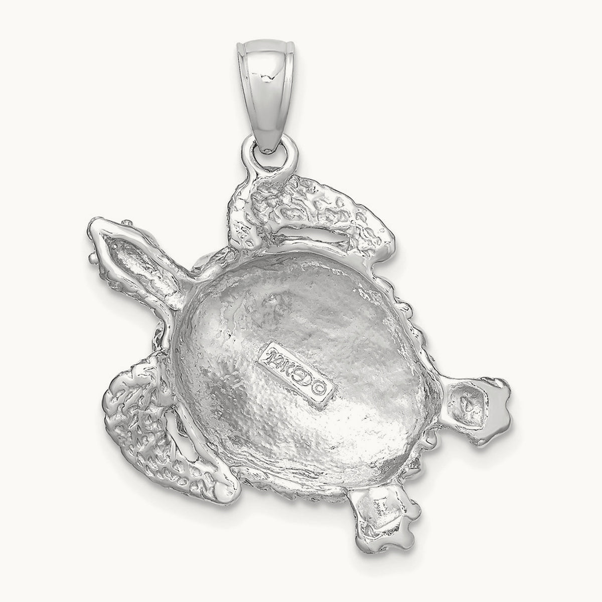 Textured Sea Turtle Charm — 14K White Gold
