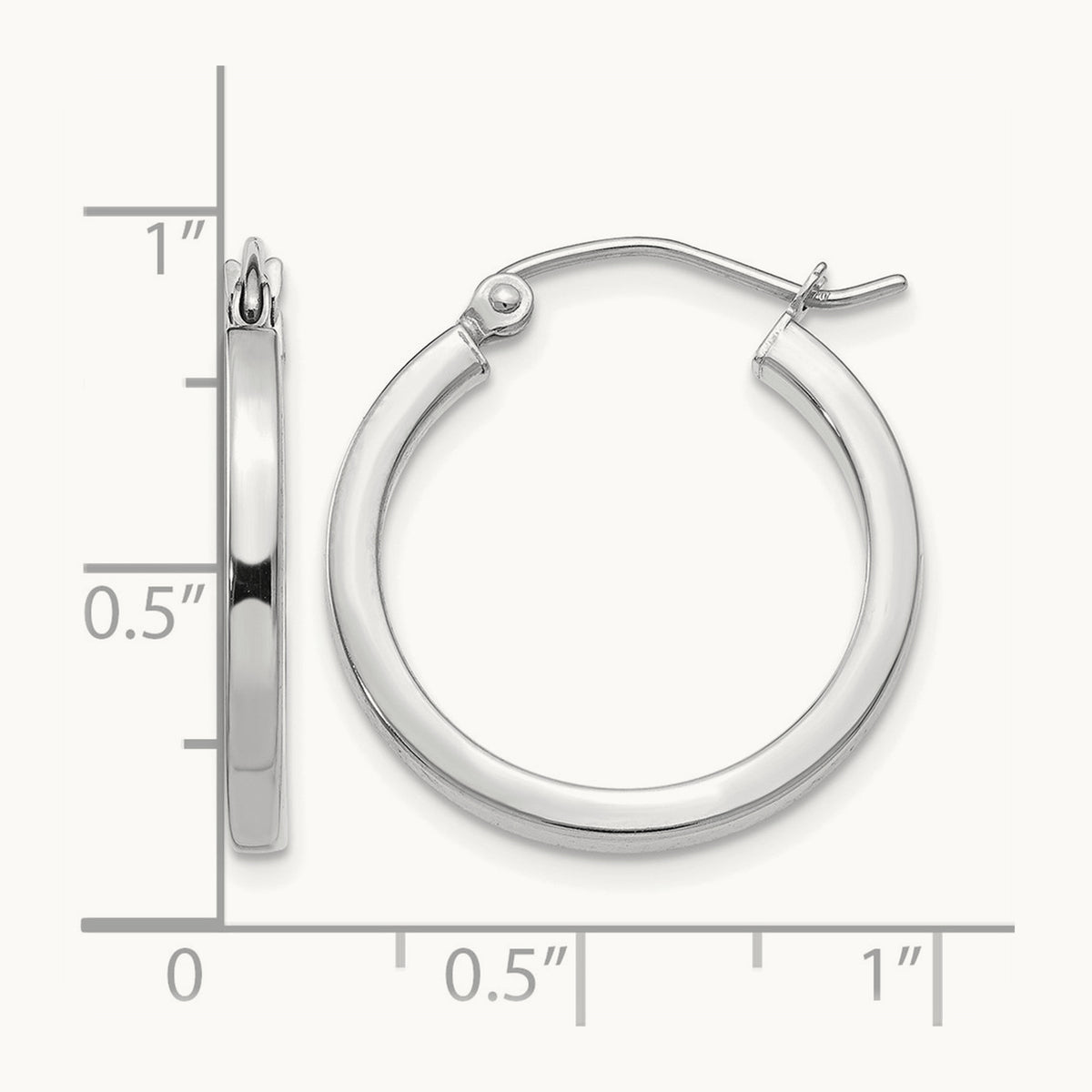 Square Tube Hoop Earrings — 14K White Gold