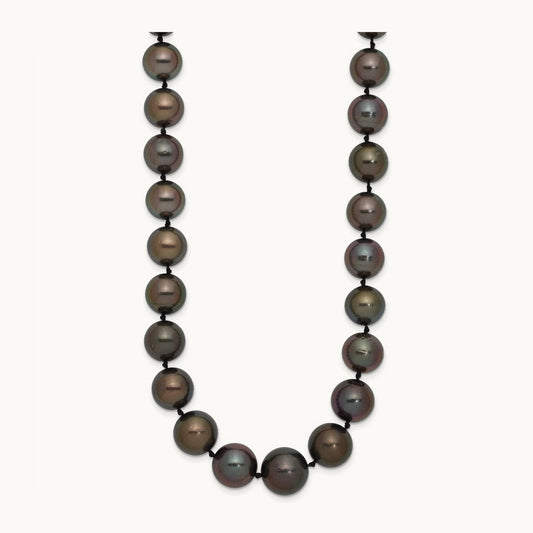 WG 9- Semi-round Saltwater Cultured Tahitian Graduated Necklace, 12mm, 14K