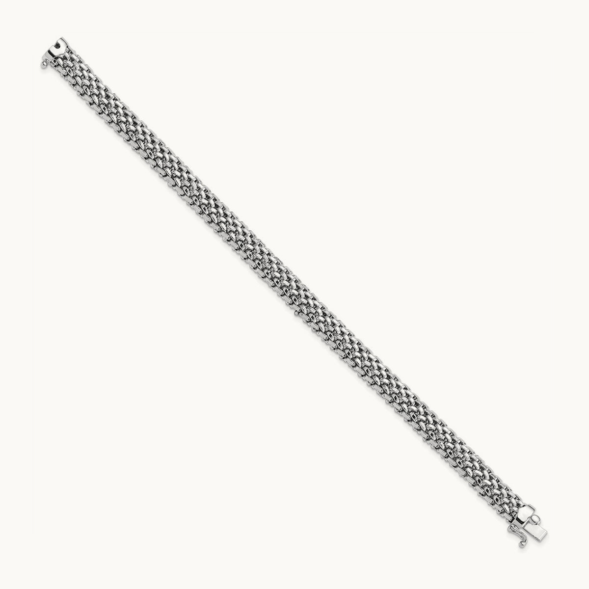 7.25in Polished Mesh Bracelet — 14K White Gold, 7mm