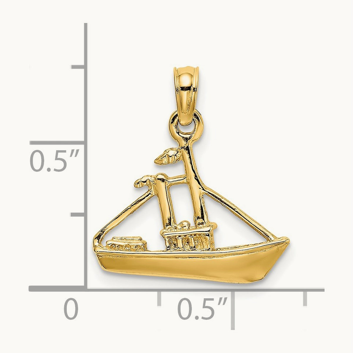 3-D Cargo Ship W/ Tug Boat Charm, 14K
