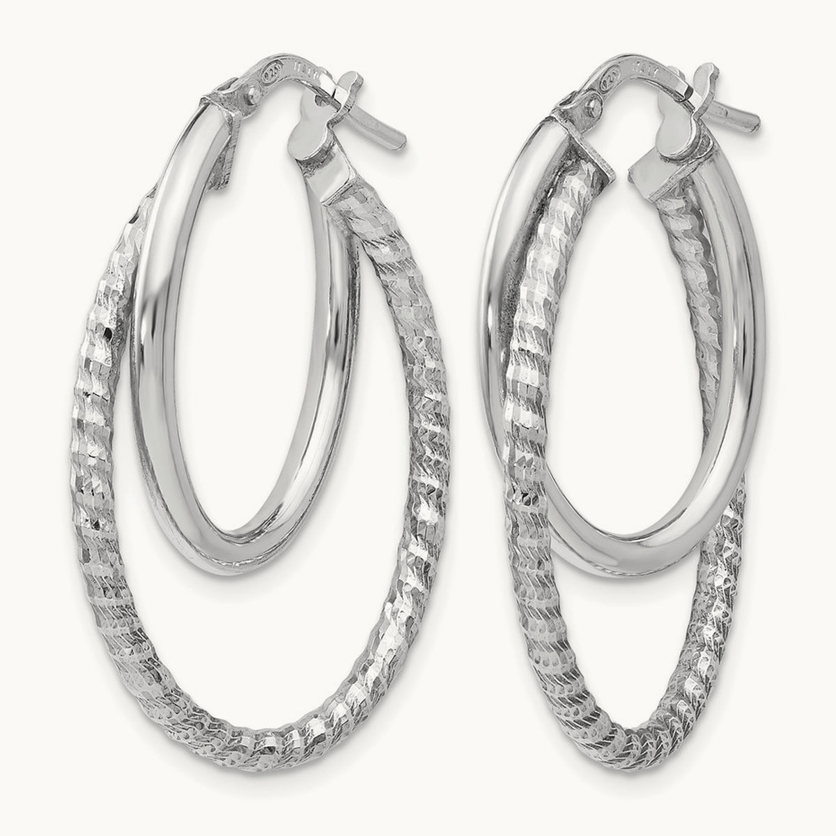 RH-plated Polished D/C Oval Hoop Earrings, Sterling Silver — Leslie's
