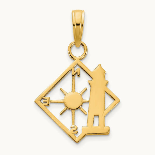 Lighthouse Compass Pendant, 14K