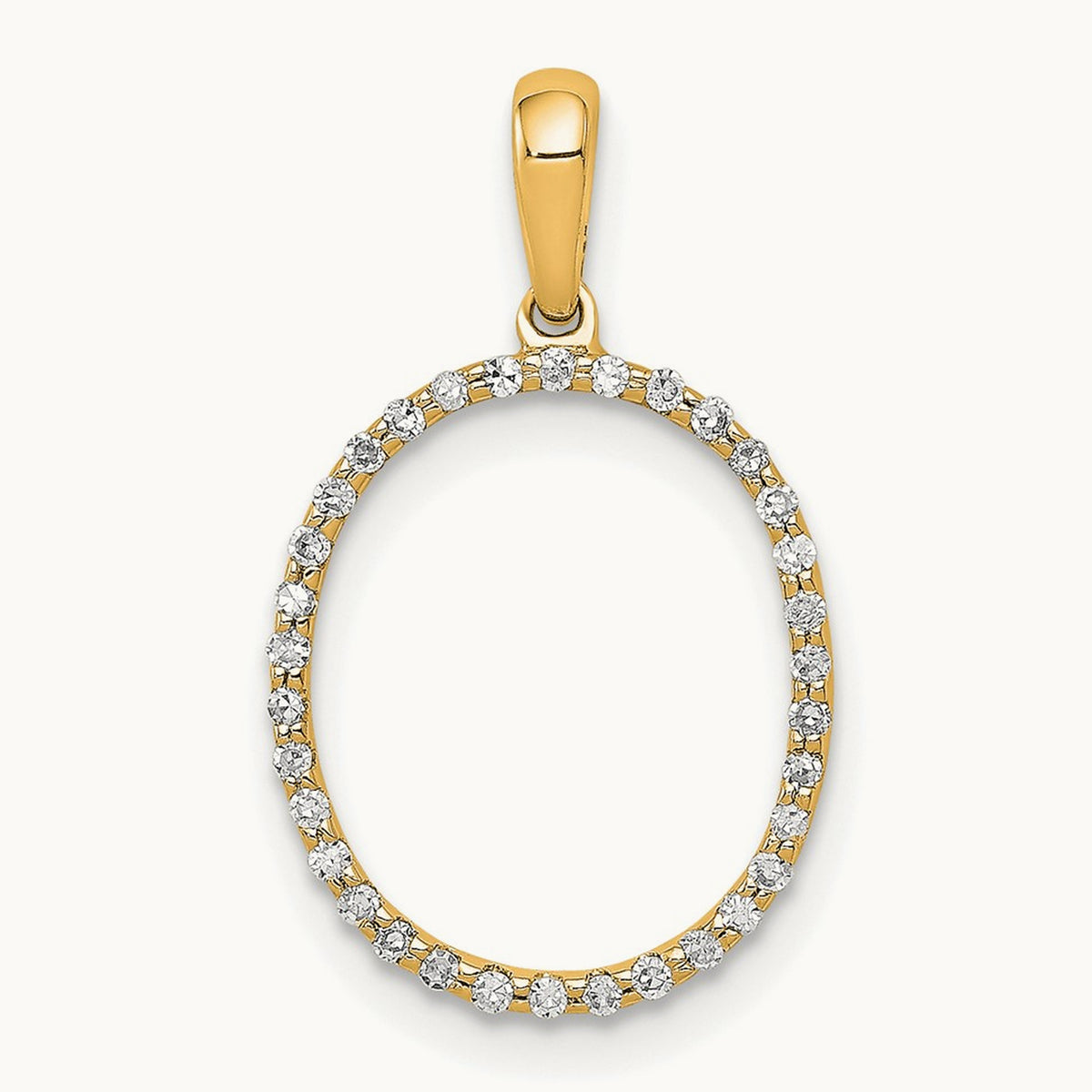 Diamond Letter O Initial Pendant, 14K