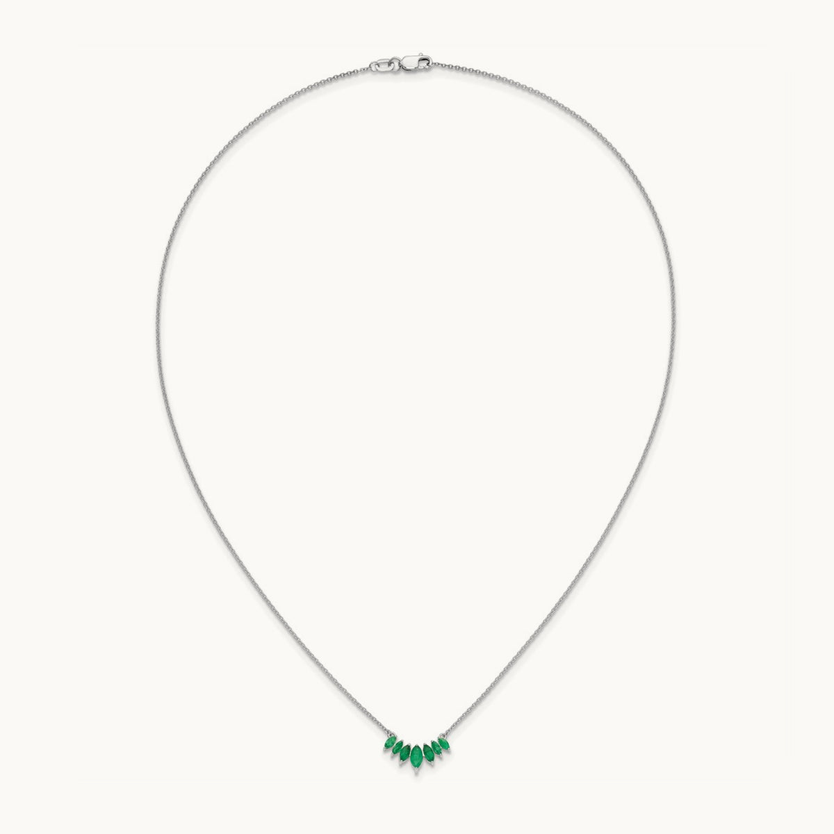 Marquise Emerald 18 inch Necklace, 14K White Gold
