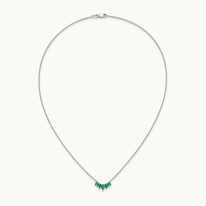 Marquise Emerald 18 inch Necklace, 14K White Gold