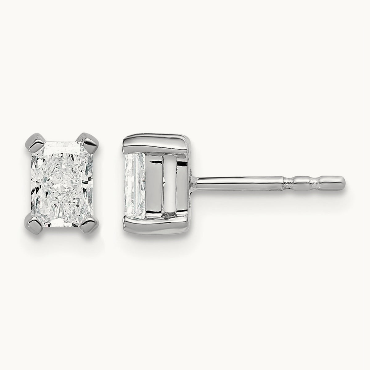 Radiant Four-Prong Stud Earrings, 0.50-6.00 ct tw Lab-Grown Diamond — 3/4 ct, 14K White Gold