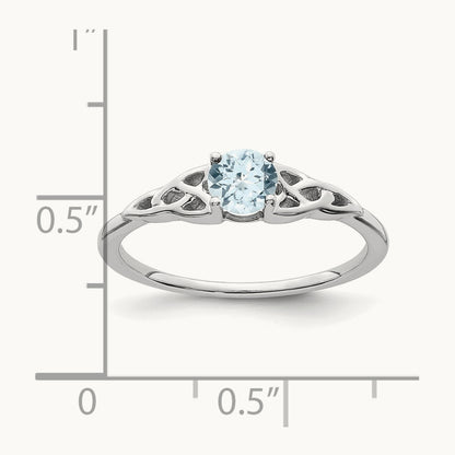 Aquamarine Celtic Knot Ring — 14K White Gold, 7