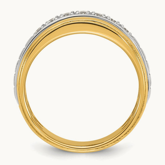 14ktt IB Goodman Mens Satin Complete 7-Stone 3/8ct Diamond Ring
