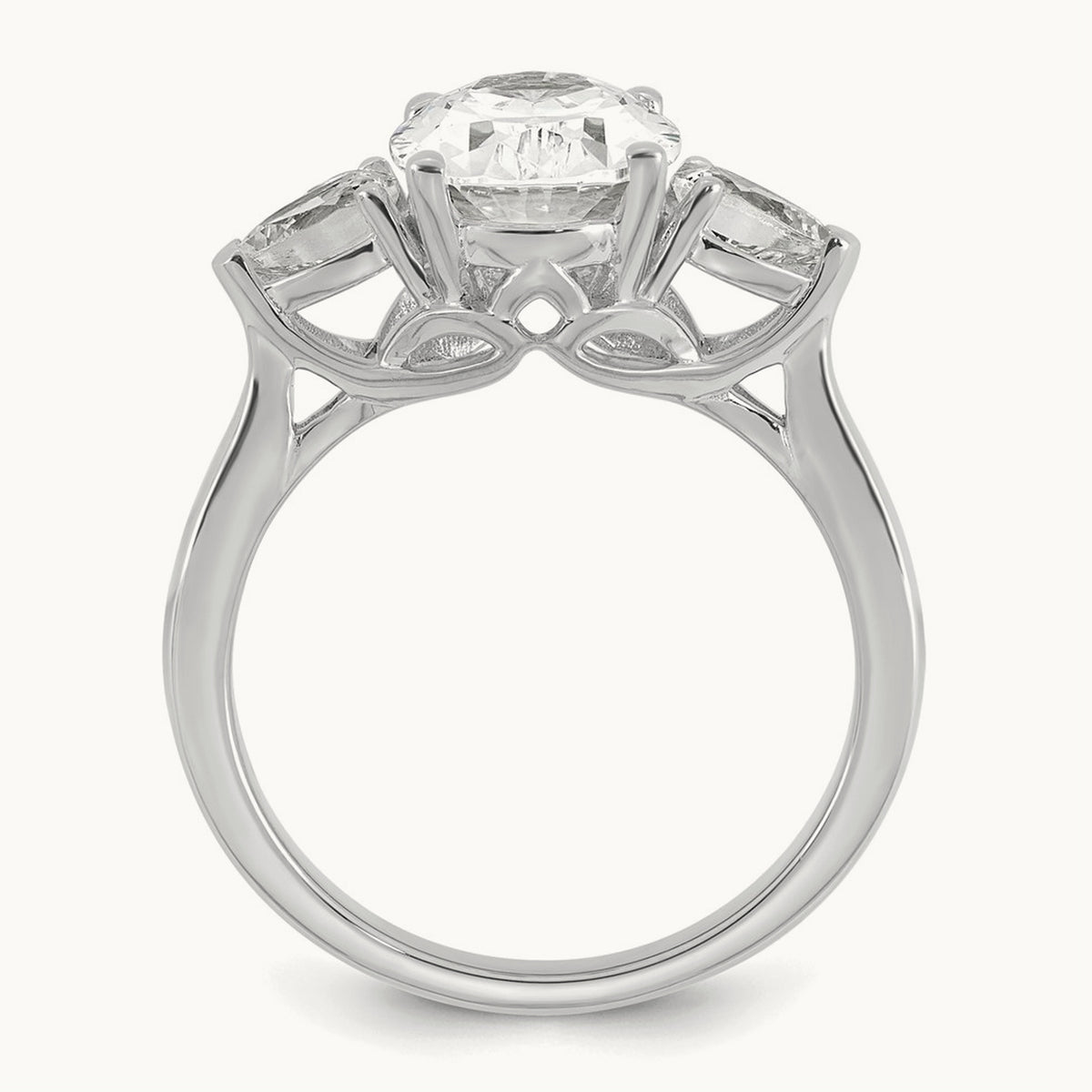 Oval/Pear 3 Stone Engagement Ring, 1.25-3.50 ct tw Lab-Grown Diamond — 3 ct, 14K White Gold