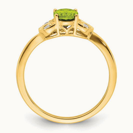 Peridot and Diamond Ring, 14K