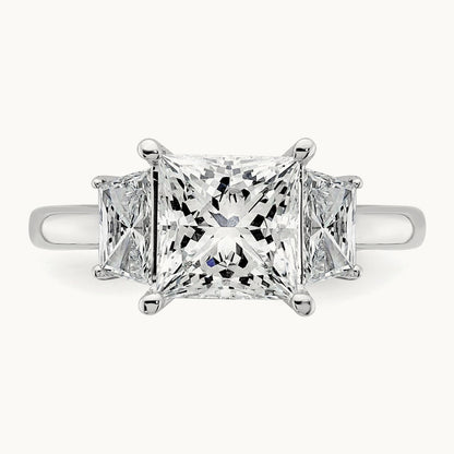 Princess & Trapezoid Engagement Ring, 1.25-4.00 ct tw Lab-Grown Diamond — 3 1/3 ct, 14K White Gold