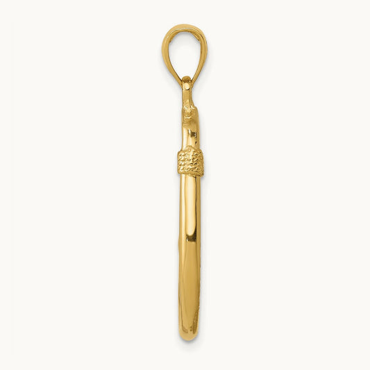 3-D Fishing Hook Pendant, 14K