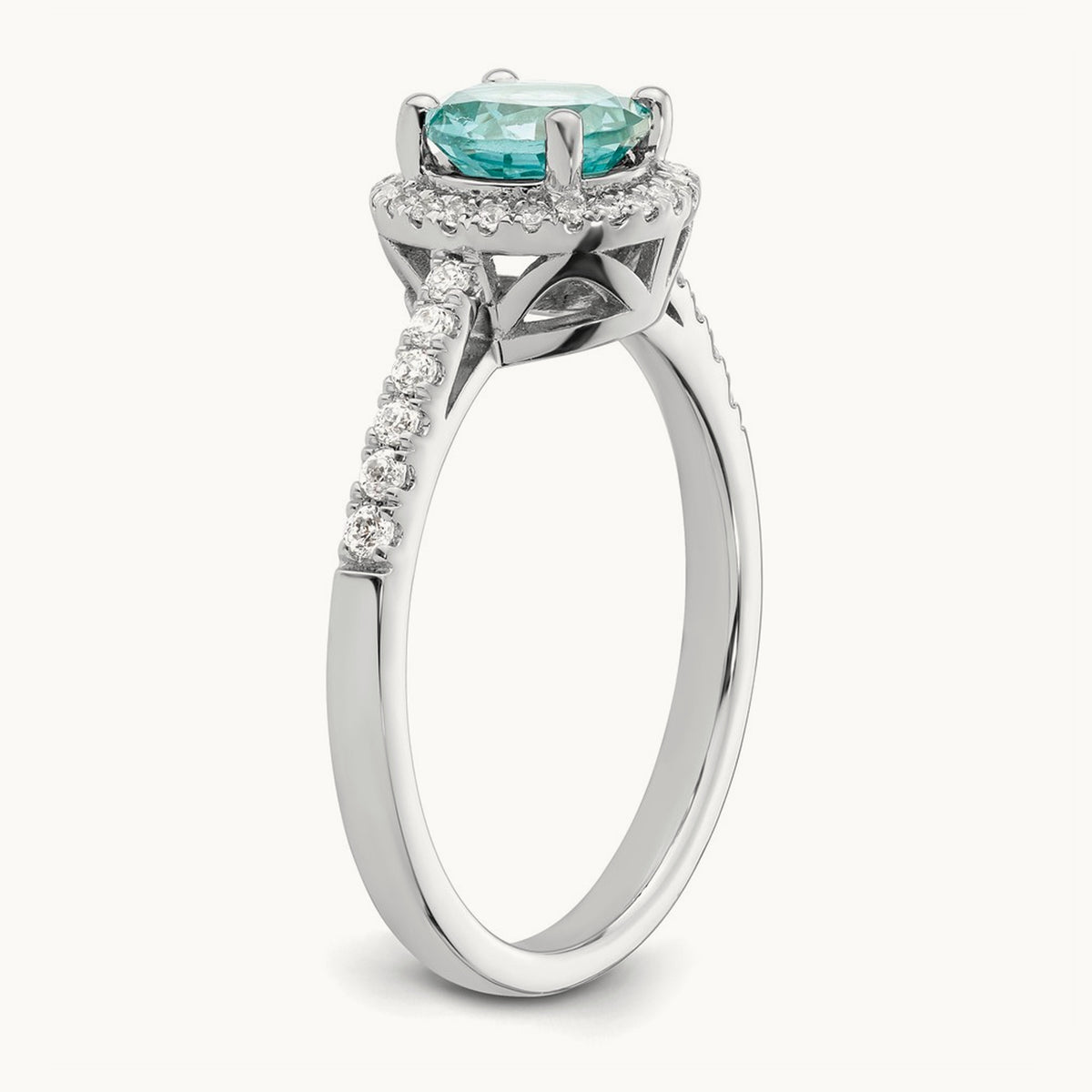 Created Paraiba Ring, 0.20 ct tw Lab-Grown Diamond