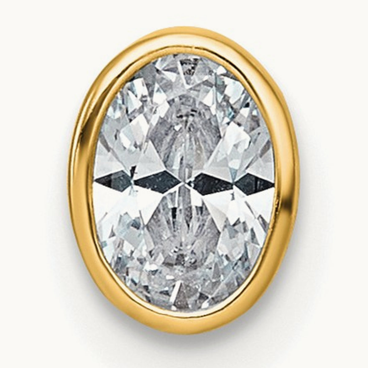 Oval Bezel Set Chain Slide Pendant, 0.25-3.00 ct tw Lab-Grown Diamond — 3/8 ct, VS (Best), 14K Yellow Gold