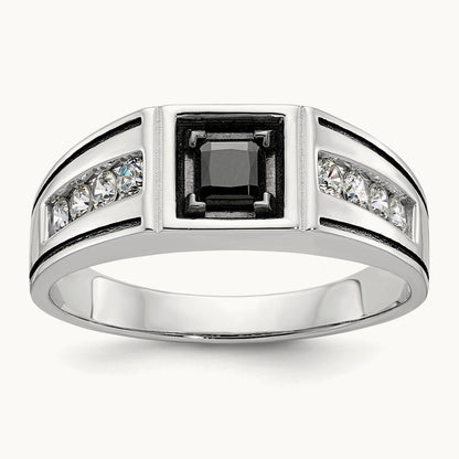w/Blk RH IBGoodman Black/White Diamond Complete Ring, 14K White Gold