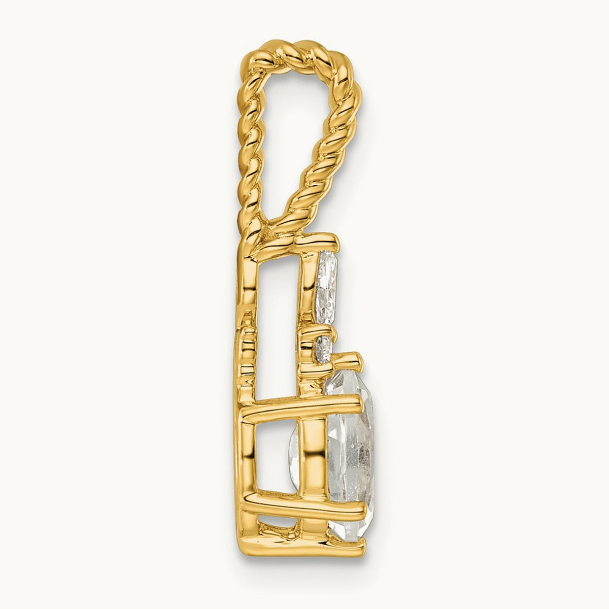 Polished Diamond and Topaz Twisted Chain Slide — 14K Yellow Gold