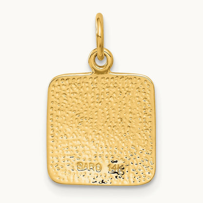 Satin and Diamond-Cut Angel Charm, 14K