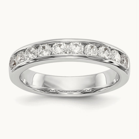 10-Stone Diamond Channel Band, 14K White Gold