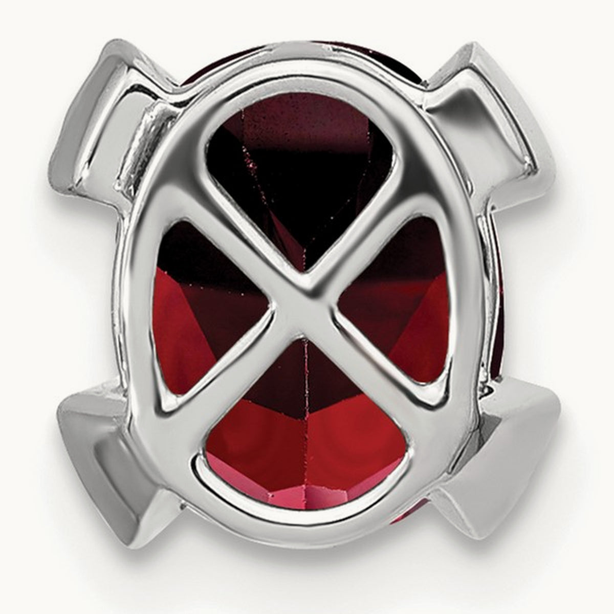 Oval Garnet and Diamond Chain Slide, 14K White Gold