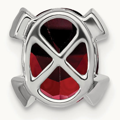 Oval Garnet and Diamond Chain Slide, 14K White Gold