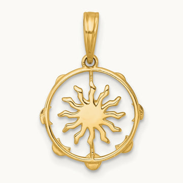 Polished Sun With Moon Cycle Charm, 14K with White Rhodium