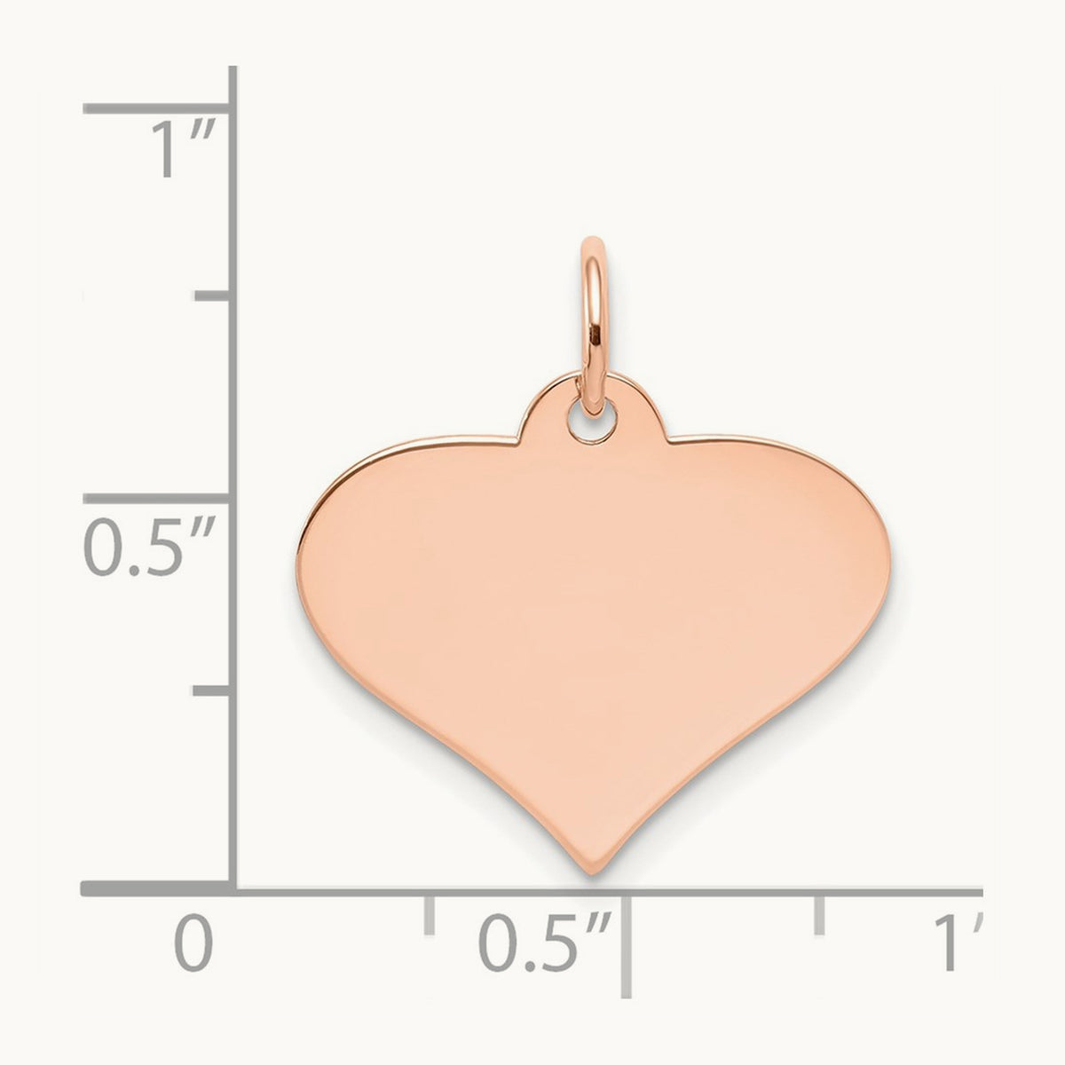Plain .018 Gauge Engraveable Heart Disc Charm — 14K Rose Gold, 21mm