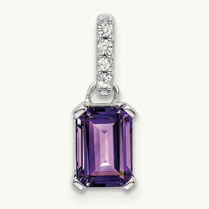 Amethyst and Diamond Pendant — 14K White Gold