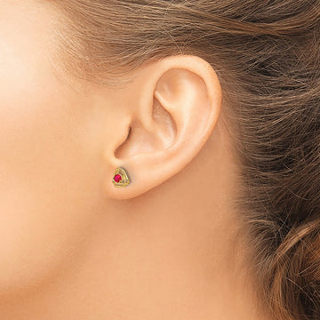 Amethyst Post Earrings — 14K Yellow Gold