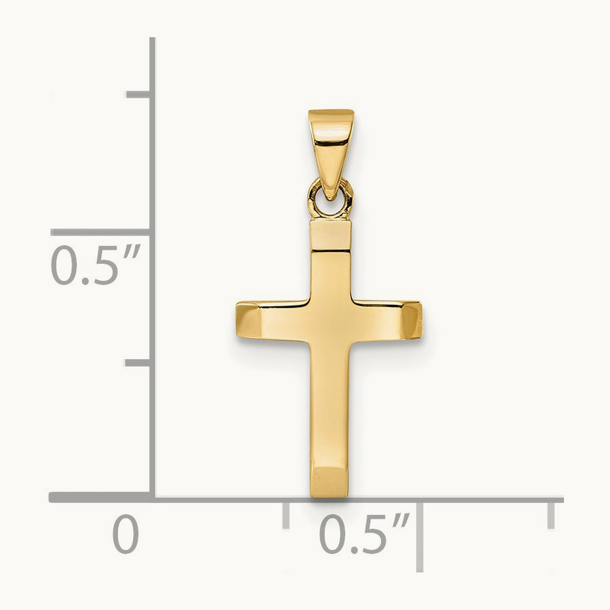 Polished Tapered Ends Hollow Cross Pendant — 19mm