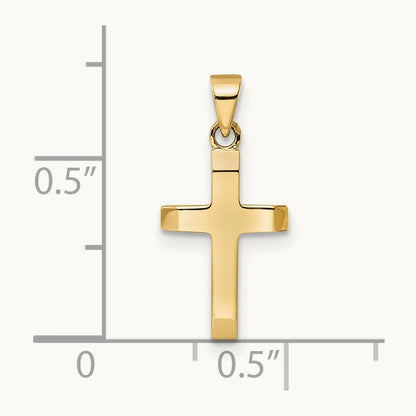 Polished Tapered Ends Hollow Cross Pendant — 19mm