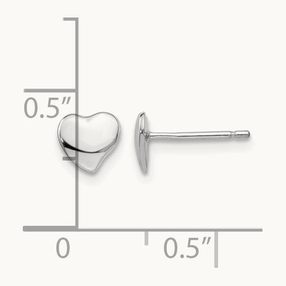 Polished Heart Post Earrings, 14K White