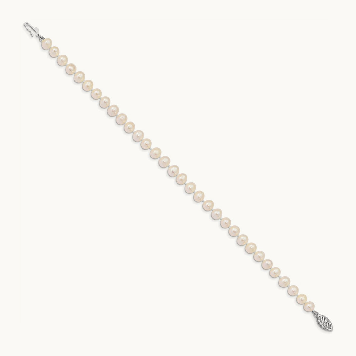 WG 5- White FW Cultured Pearl 8.25in Bracelet, 6mm, 14K