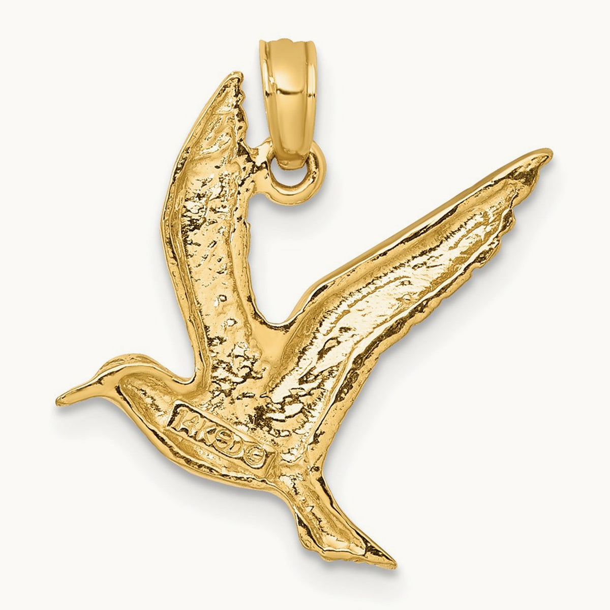 Polished Flying Seagull Charm, 14K