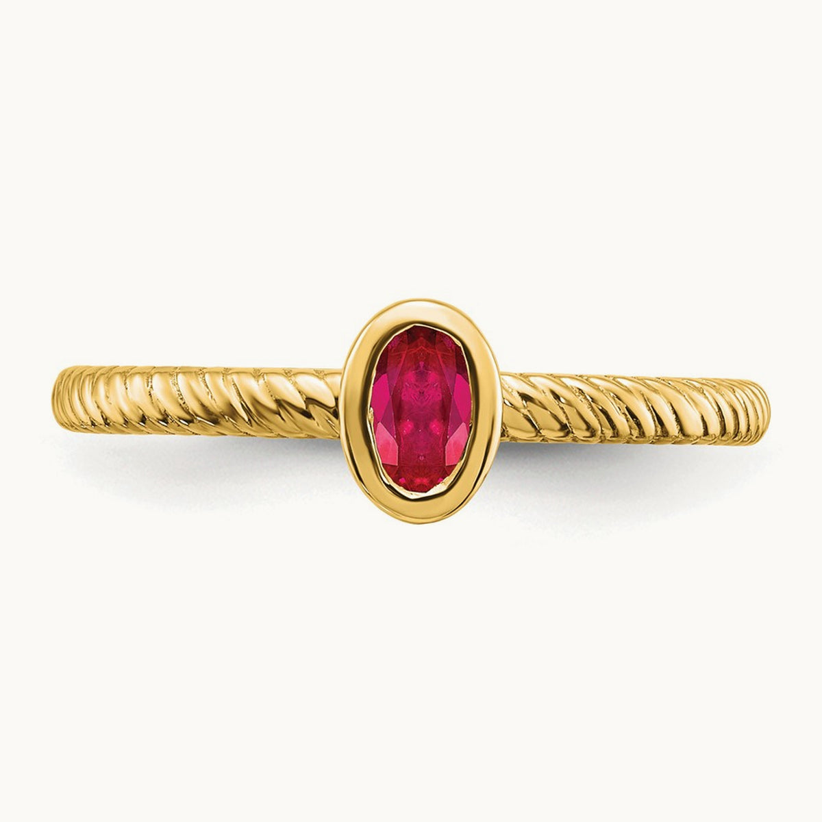 Oval Bezel Ruby Ring, 14K