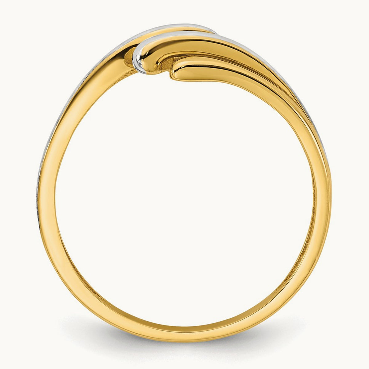 w/ White Rhodium Polished Bypass Ring, 14K