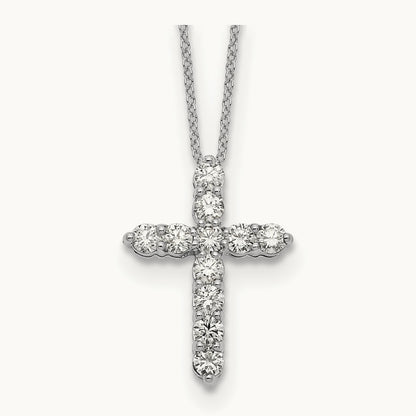 Diamond Cross 18 inch Necklace, 14K White Gold