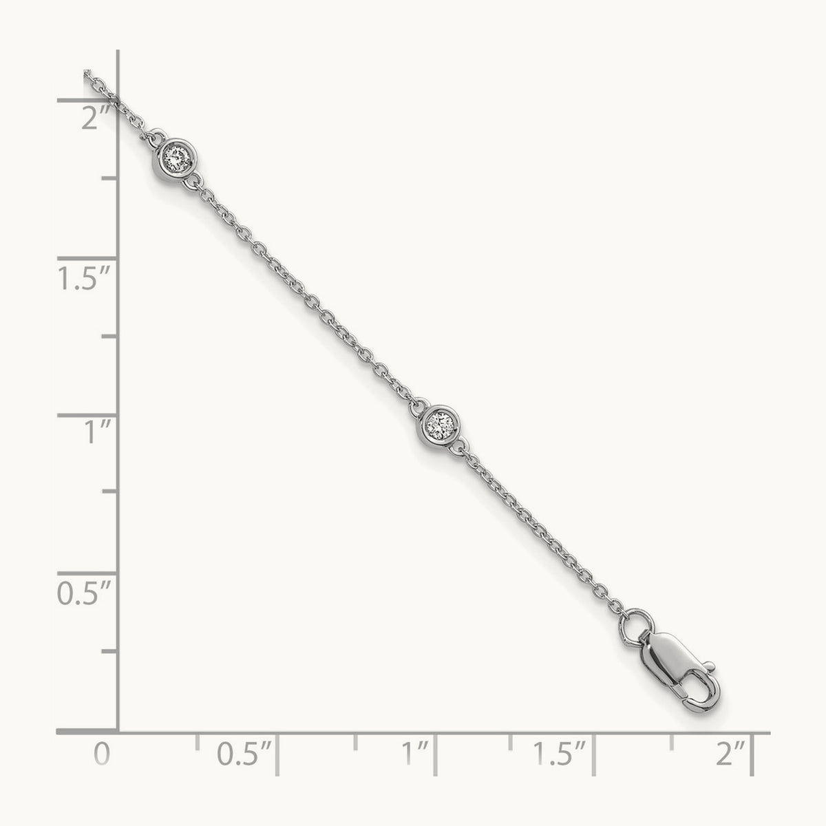 Diamond Station Cable Bracelet — 14K White Gold
