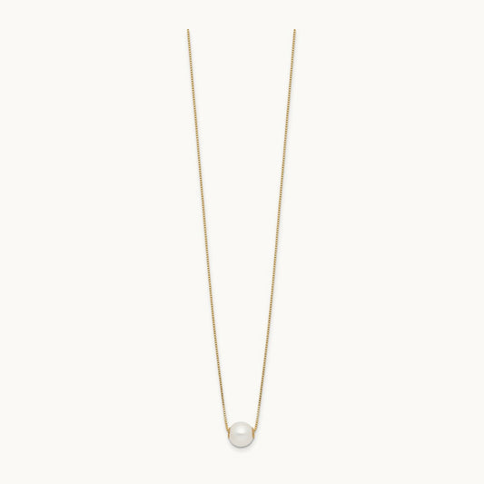 7- Round White Freshwater Cultured Pearl 18in Necklace, 8mm, 14K