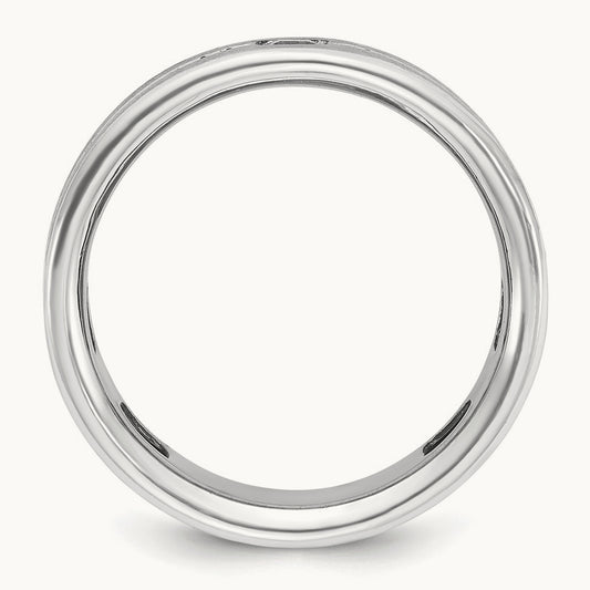 IBGoodman Men's Satin Cr. Sapphire Diamond Complete Ring, 14K White Gold