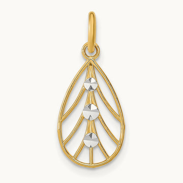 w/Rhodium D/C Small Teardrop Charm, 14K