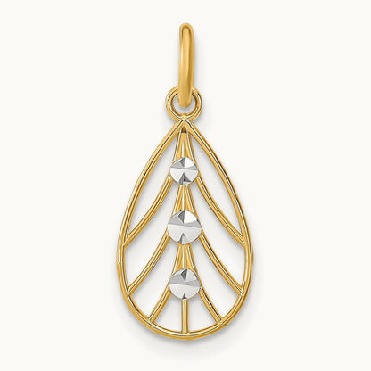 w/Rhodium D/C Small Teardrop Charm, 14K