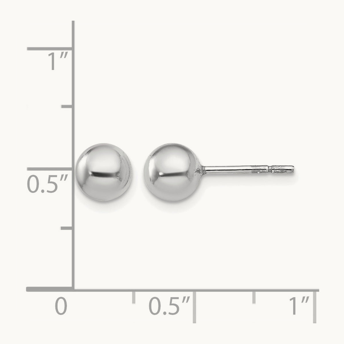 Rhodium-plated Polished Ball Post Earrings — 6mm
