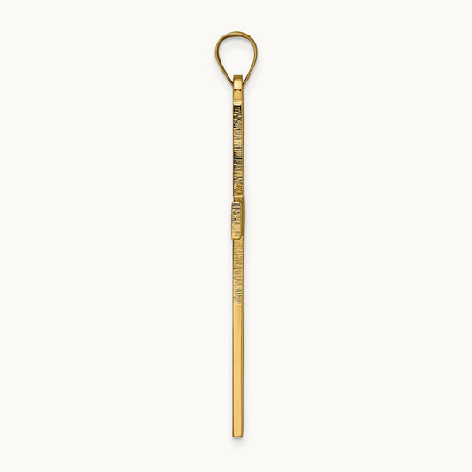 Polished and Line Design Solid Cross Pendant — 47.27mm