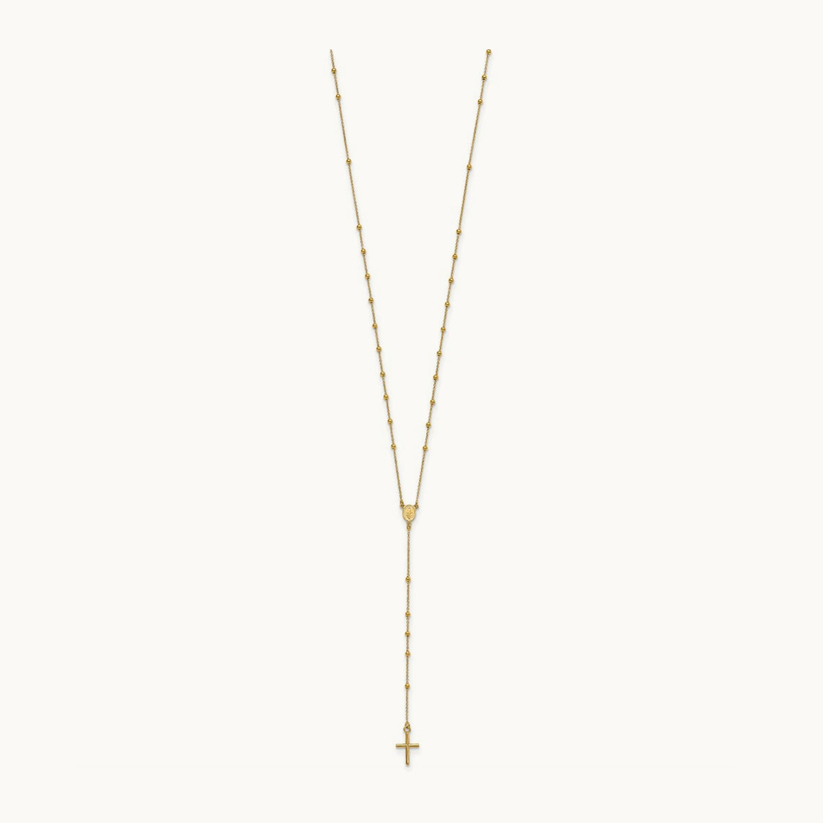 Polished Rosary 24 inch Necklace, 14K