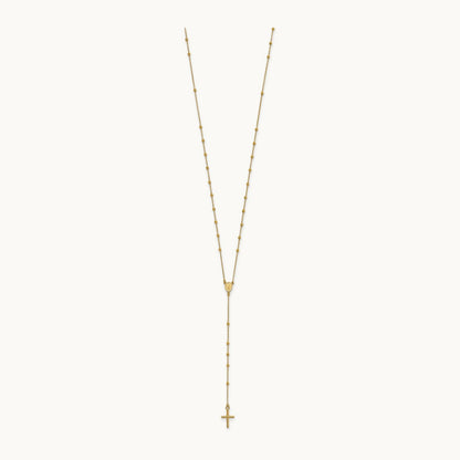 Polished Rosary 24 inch Necklace, 14K