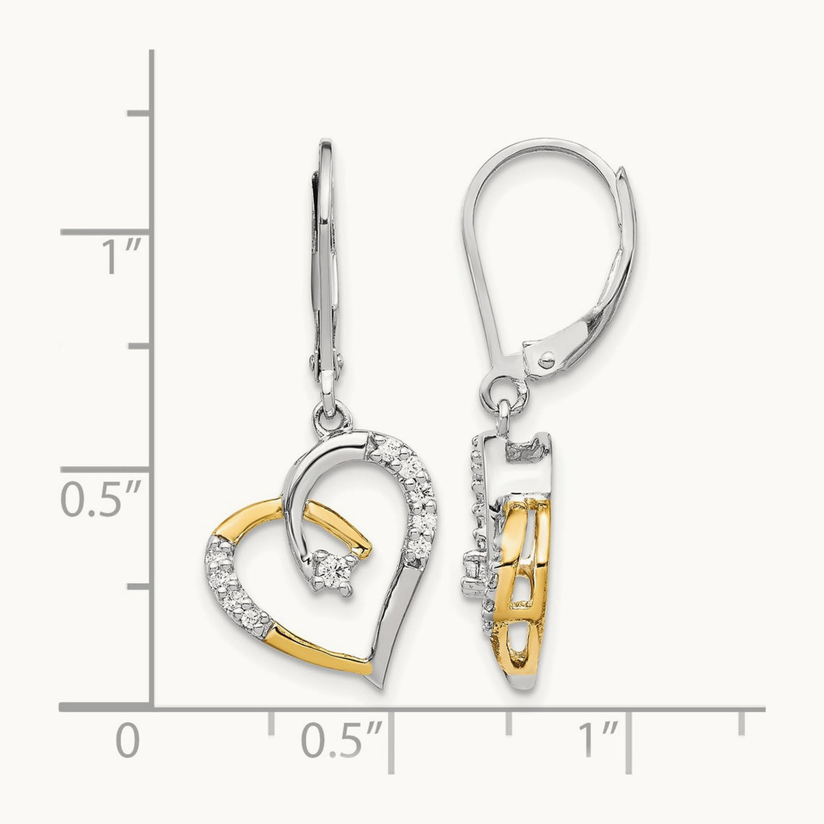 Dangle Heart Leverback Earrings, 0.20 ct tw Lab-Grown Diamond