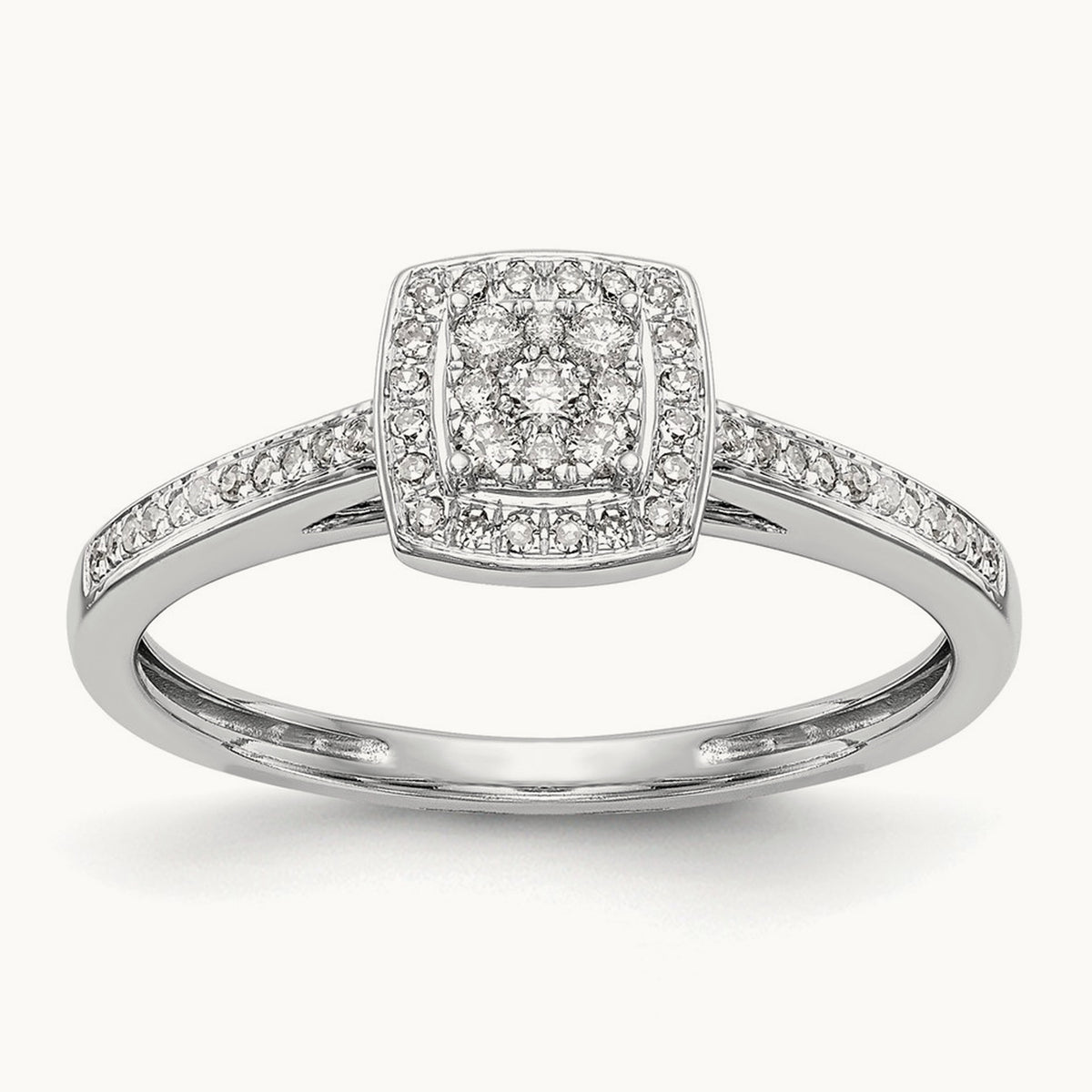 Complete Diamond Cluster Engagement Ring — 14K White Gold, 7